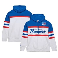 Men's Mitchell & Ness White/Blue New York Rangers Head Coach Pullover Hoodie