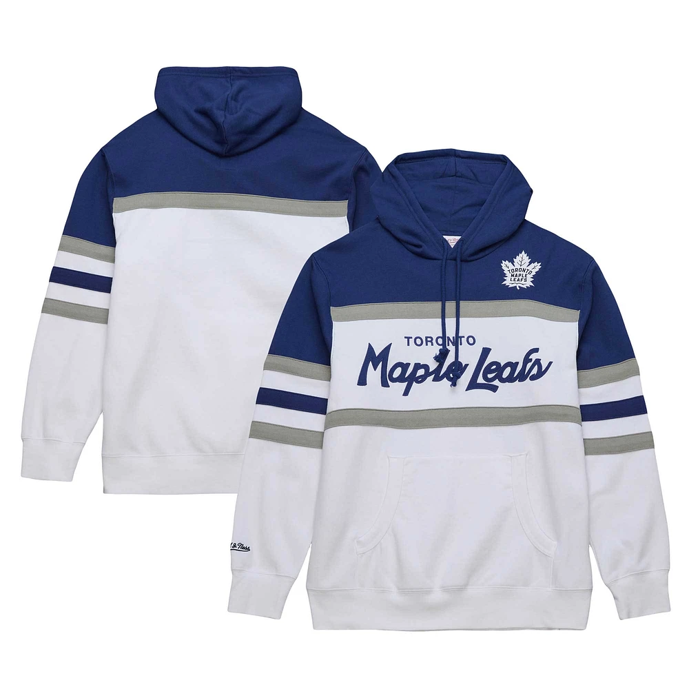 Men's Mitchell & Ness White/Blue Toronto Maple Leafs Head Coach Pullover Hoodie