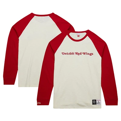 Men's Mitchell & Ness Cream Detroit Red Wings Legendary Slub Vintage Raglan Long Sleeve T-Shirt