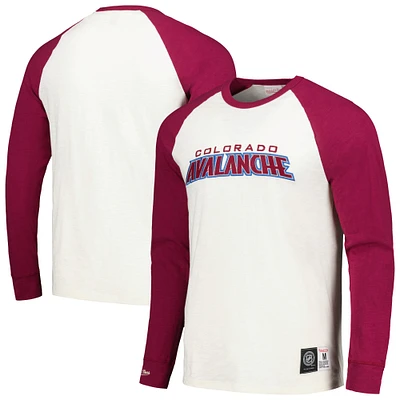 Men's Mitchell & Ness Cream Colorado Avalanche Legendary Slub Vintage Raglan Long Sleeve T-Shirt