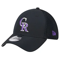 Men's New Era Black Colorado Rockies Team Tone 39THIRTY Flex Hat