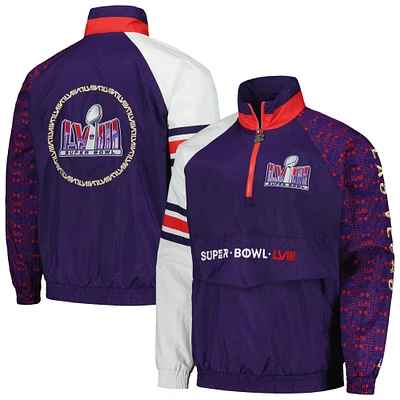 Men's Starter Purple Super Bowl LVIII Elite Raglan Half-Zip Jacket