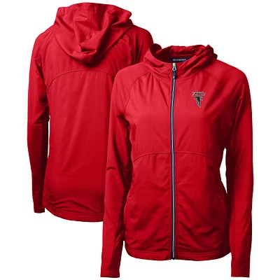Women's Cutter & Buck Red Atlanta Falcons Throwback Logo Adapt Eco Knit Hybrid Recycled Full-Zip Hoodie