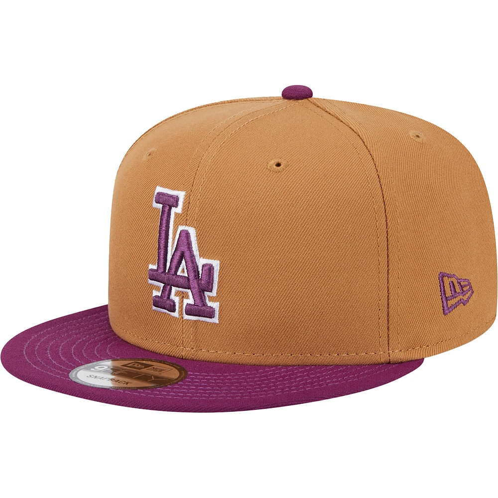 Men's New Era Brown/Purple Los Angeles Dodgers Color Pack Two-Tone 9FIFTY Snapback Hat