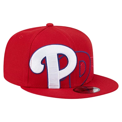 Men's New Era Red Philadelphia Phillies Team Shadow 9FIFTY Snapback Hat