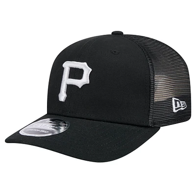 Men's New Era Black Pittsburgh Pirates Canvas 9SEVENTY COOLERA Stretch-Snap Hat