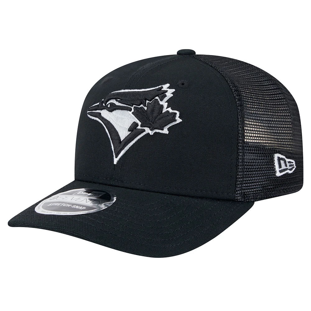 Men's New Era Black Toronto Blue Jays Canvas 9SEVENTY COOLERA Stretch-Snap Hat