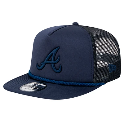 Men's New Era Navy Atlanta Braves Tone Foam Meshback Golfer Snapback Hat