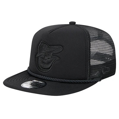 Men's New Era Black Baltimore Orioles Tone Foam Meshback Golfer Snapback Hat