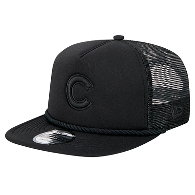 Men's New Era Black Chicago Cubs Tone Foam Meshback Golfer Snapback Hat