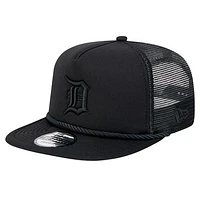 Men's New Era Black Detroit Tigers Tone Foam Meshback Golfer Snapback Hat