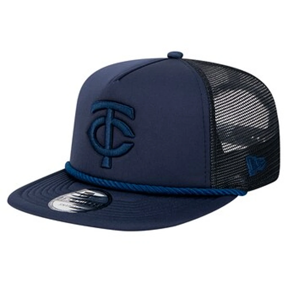 Men's New Era Navy Minnesota Twins Tone Foam Meshback Golfer Snapback Hat