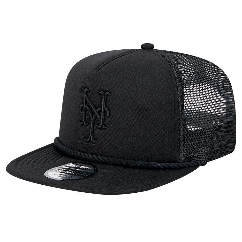 Men's New Era Black New York Mets Tone Foam Meshback Golfer Snapback Hat