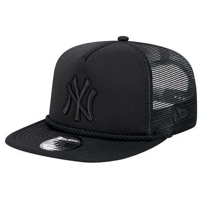 Men's New Era Black New York Yankees Tone Foam Meshback Golfer Snapback Hat