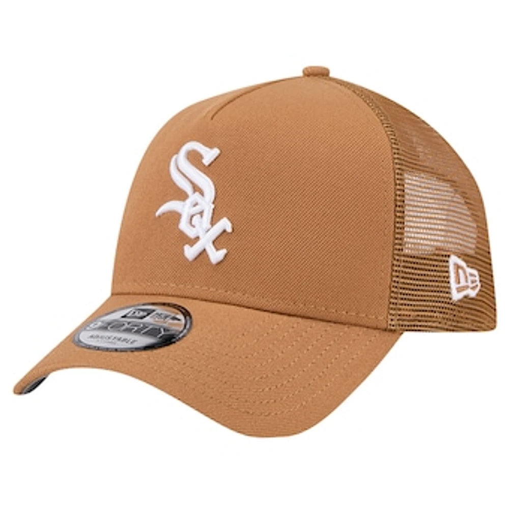 Men's New Era Brown Chicago White Sox A-Frame Trucker 9FORTY Adjustable Hat