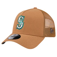 Men's New Era Brown Seattle Mariners A-Frame Trucker 9FORTY Adjustable Hat