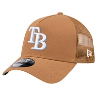 Men's New Era Brown Tampa Bay Rays A-Frame Trucker 9FORTY Adjustable Hat