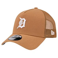 Men's New Era Brown Detroit Tigers A-Frame Trucker 9FORTY Adjustable Hat