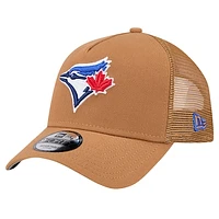 Men's New Era Brown Toronto Blue Jays A-Frame Trucker 9FORTY Adjustable Hat