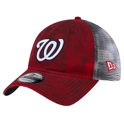 Men's New Era Red Washington Nationals Team Slick Trucker 9TWENTY Adjustable Hat