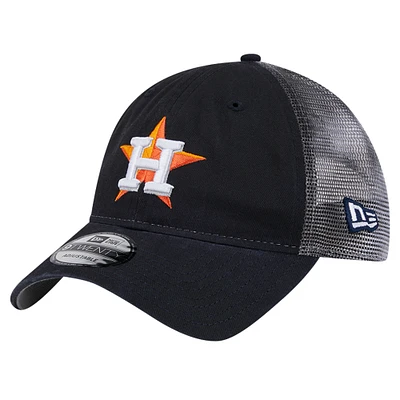 Men's New Era Navy Houston Astros Team Slick Trucker 9TWENTY Adjustable Hat