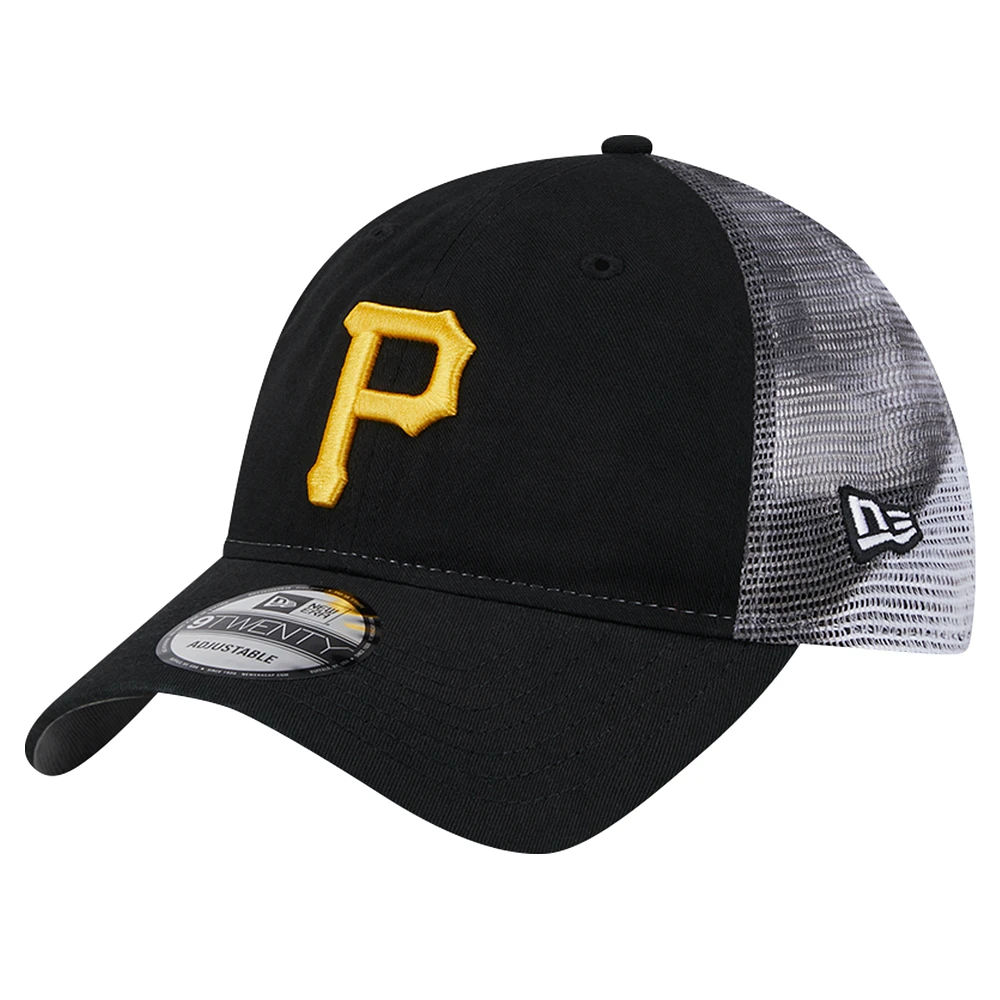 Men's New Era Black Pittsburgh Pirates Team Slick Trucker 9TWENTY Adjustable Hat