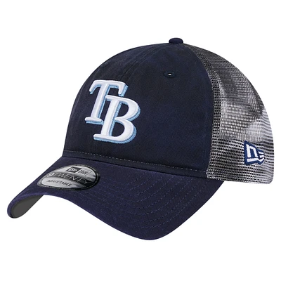 Men's New Era Navy Tampa Bay Rays Team Slick Trucker 9TWENTY Adjustable Hat