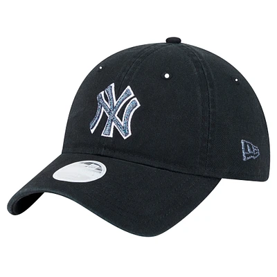 Women's New Era Black New York Yankees Glitz 9TWENTY Adjustable Hat