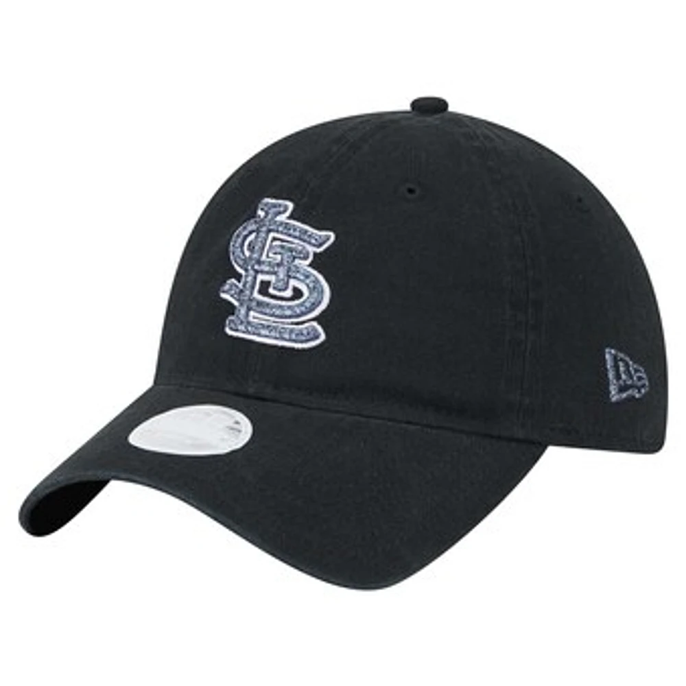 Women's New Era Black St. Louis Cardinals Glitz 9TWENTY Adjustable Hat