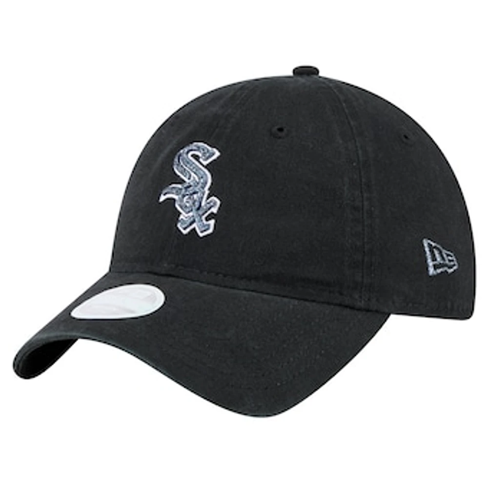 Women's New Era Black Chicago White Sox Glitz 9TWENTY Adjustable Hat