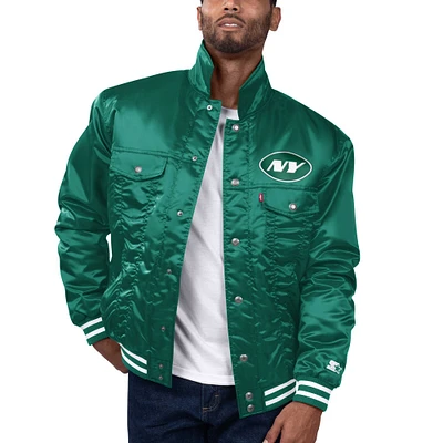 Men's Levi’s x Starter Green New York Jets Silver Tab Trucker Full-Snap Jacket