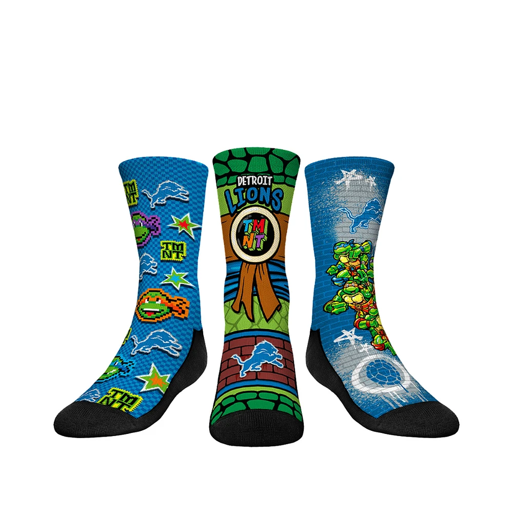 Youth Rock Em Socks Light Blue Detroit Lions TMNT Three-Pack Crew Sock Set