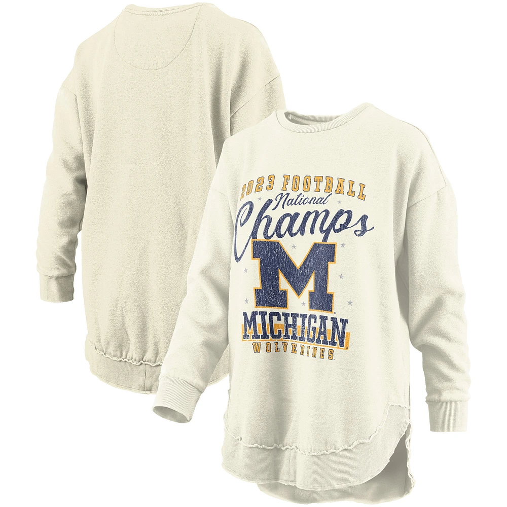 Women's Pressbox White Michigan Wolverines College Football Playoff 2023 National Champions Poncho Pullover Sweatshirt
