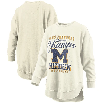Women's Pressbox  White Michigan Wolverines College Football Playoff 2023 National Champions Poncho Pullover Sweatshirt
