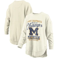 Women's Pressbox  White Michigan Wolverines College Football Playoff 2023 National Champions Poncho Pullover Sweatshirt