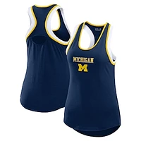 Women's WEAR by Erin Andrews Navy Michigan Wolverines Open Hole Racerback Tank Top