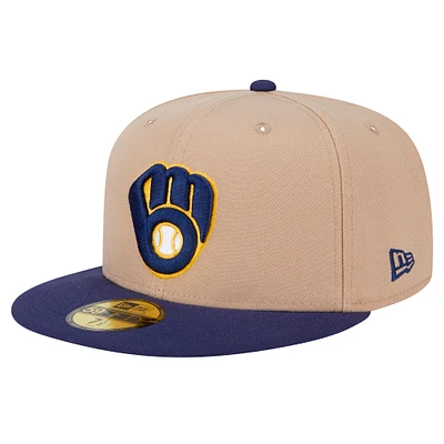 Men's New Era Khaki Milwaukee Brewers 59FIFTY Fitted Hat