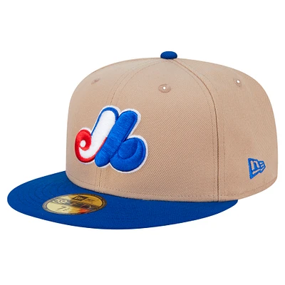 Men's New Era Khaki Montreal Expos 59FIFTY Fitted Hat