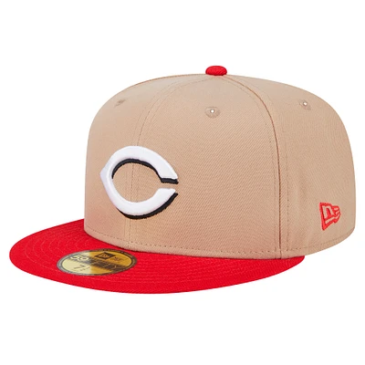 Men's New Era Khaki Cincinnati Reds 59FIFTY Fitted Hat