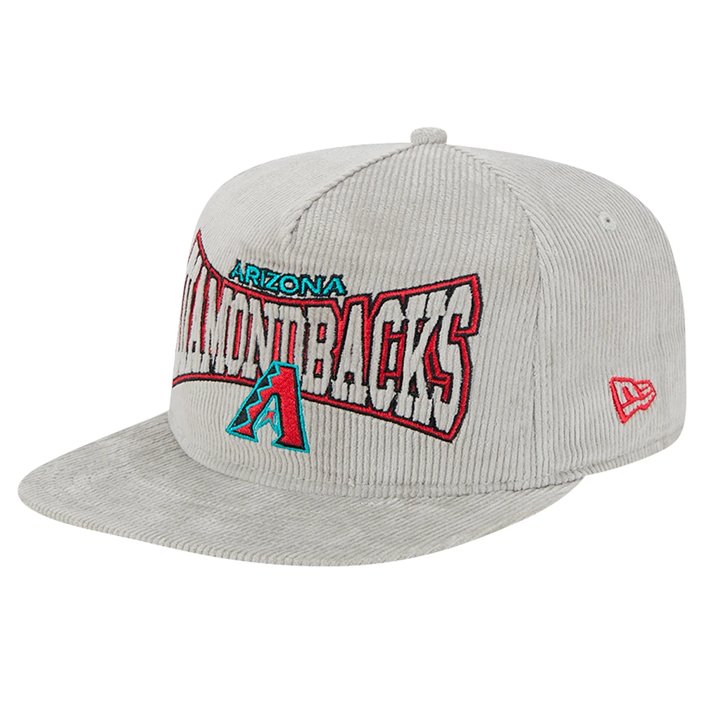 Men's New Era Gray Arizona Diamondbacks Corduroy Golfer Snapback Hat