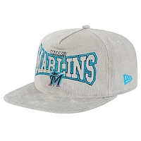 Men's New Era Gray Miami Marlins Corduroy Golfer Snapback Hat