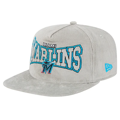 Men's New Era Gray Miami Marlins Corduroy Golfer Snapback Hat