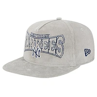 Men's New Era Gray New York Yankees Corduroy Golfer Snapback Hat