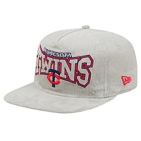 Men's New Era Gray Minnesota Twins Corduroy Golfer Snapback Hat