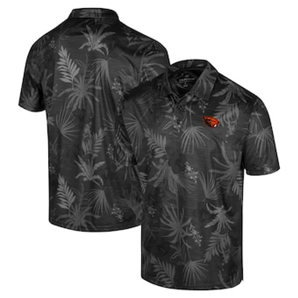 Men's Colosseum Black Oregon State Beavers Palms Team Logo Polo