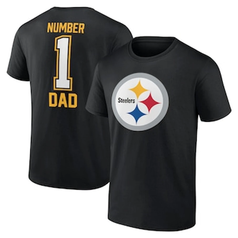 Men's Fanatics Black Pittsburgh Steelers #1 Dad T-Shirt