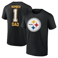 Men's Fanatics Black Pittsburgh Steelers #1 Dad T-Shirt