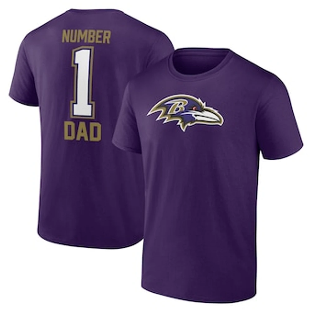 Men's Fanatics Purple Baltimore Ravens #1 Dad T-Shirt