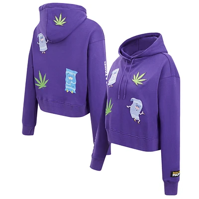 Women's Freeze Max Purple South Park Towlie Don't Forget to Bring a Towel Cropped Pullover Hoodie