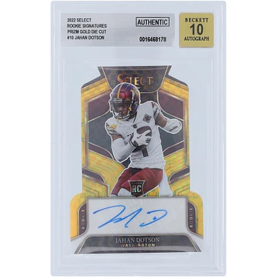 Jahan Dotson Washington Commanders Autographed 2022 Panini Select Gold Prizm Die Cut #RS-JD #3/10 BGS Authenticated Auto 10 Rookie Card
